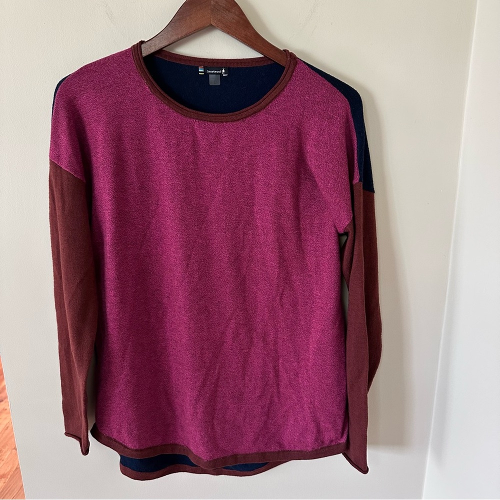 Smartwool Shadow Pine Colorblock Merino Wool Crew Sweater Medium